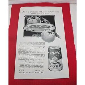 VTG 1925 Campbell's Tomato Soup Kitchen Food Ephemera 1920's Print Ad Near Mint
